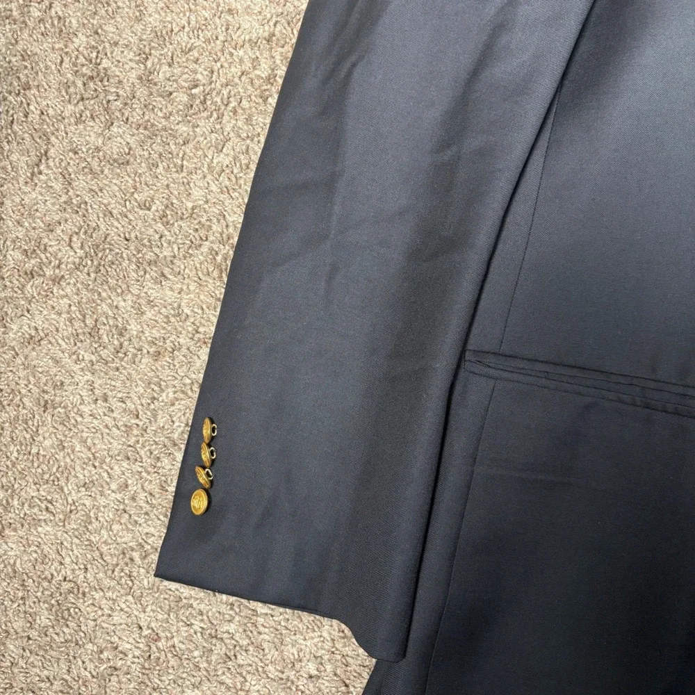 Brooks Brothers Country Club Madison Navy Blue Blazer Loro Piana Gold Button 50L